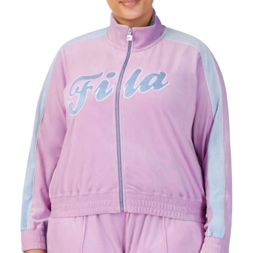 FILA Valery Track Jacket and Sweatpants Velour 2PC Streetwear Set Size 2X New